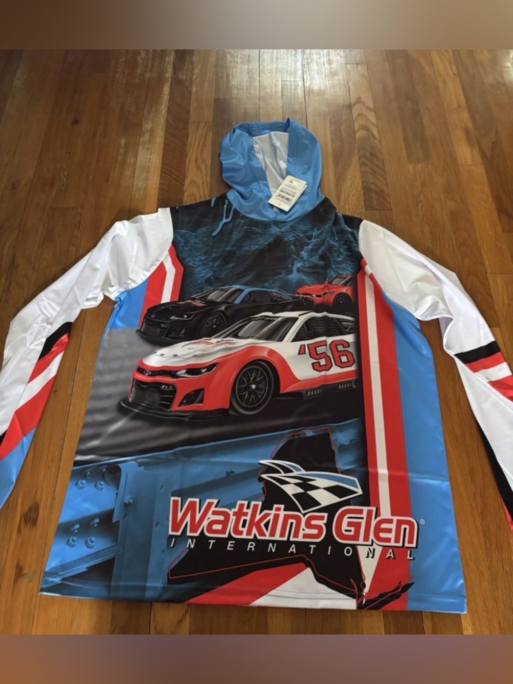Nascar Watkins Glen International L/S Long Sleeve Hooded Sublimated 2XL XXL